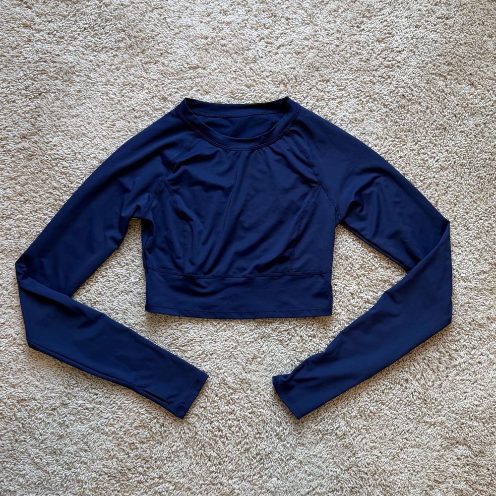 HALARA Deep Blue Long Sleeve Crop Top - Size Small